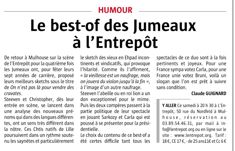 Le best-of des Jumeaux à l'Entrepôt